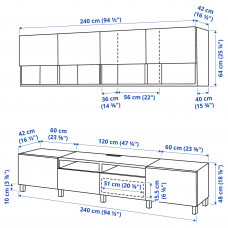 Доставка из Польши ⭐⭐⭐⭐⭐ BESTA szafka pod TV, ciemnoszary/Lappviken/Stubbarp ciemnoszary, 240x42x230 cm,ИКЕА-49556154, Евро Икеа Калининград