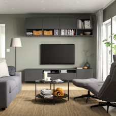 Доставка из Польши ⭐⭐⭐⭐⭐ BESTA szafka pod TV, ciemnoszary/Lappviken/Stubbarp ciemnoszary, 240x42x230 cm,ИКЕА-99507991, Евро Икеа Калининград