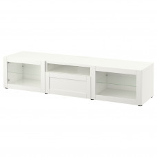 Доставка из Польши BESTA szafka pod TV, bialy/Hanviken biale szklo przezroczyste, 180x42x39 cm ИКЕА-09398920, ЕВРОИКЕА Калининград