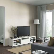 Доставка из Польши ⭐⭐⭐⭐⭐ BESTA szafka pod TV, bialy/Hanviken biale szklo przezroczyste, 180x42x39 cm,ИКЕА-09398920, Евро Икеа Калининград