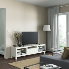 Доставка из Польши ⭐⭐⭐⭐⭐ BESTA szafka pod TV, bialy/Lappviken/Stubbarp biale szklo przezroczyste, 180x42x48 cm,ИКЕА-29398938, Евро Икеа Калининград