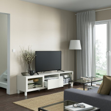 Доставка из Польши ⭐⭐⭐⭐⭐ BESTA szafka pod TV, bialy/Lappviken/Stubbarp biale szklo przezroczyste, 180x42x48 cm,ИКЕА-99329197, Евро Икеа Калининград