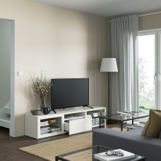 Доставка из Польши ⭐⭐⭐⭐⭐ BESTA szafka pod TV, bialy/Lappviken biale szklo przezroczyste, 180x42x39 cm,ИКЕА-89398921, Евро Икеа Калининград