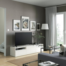 Доставка из Польши ⭐⭐⭐⭐⭐ BESTA szafka pod TV, bialy/Selsviken polysk/biel, 180x42x39 cm,ИКЕА-69399078, Евро Икеа Калининград