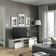 Доставка из Польши ⭐⭐⭐⭐⭐ BESTA szafka pod TV, bialy/Selsviken polysk/biel, 180x42x39 cm,ИКЕА-79328599, Евро Икеа Калининград
