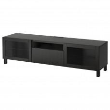 Доставка из Польши BESTA szafka pod TV, czarnybraz/Lappviken/Stubbarp czarnobrazowe szklo przezroczyste, 180x42x48 cm ИКЕА-19398929, ЕВРОИКЕА Калининград