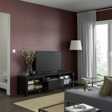 Доставка из Польши ⭐⭐⭐⭐⭐ BESTA szafka pod TV, czarnybraz/Lappviken/Stubbarp czarnobrazowe szklo przezroczyste, 180x42x48 cm,ИКЕА-19398929, Евро Икеа Калининград