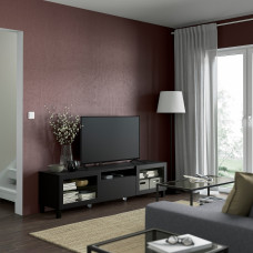 Доставка из Польши ⭐⭐⭐⭐⭐ BESTA szafka pod TV, czarnybraz/Lappviken/Stubbarp czarnobrazowe szklo przezroczyste, 180x42x48 cm,ИКЕА-19398929, Евро Икеа Калининград