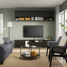 Доставка из Польши ⭐⭐⭐⭐⭐ BESTA szafka pod TV, czarnybraz/Lappviken/Stubbarp czarnybraz, 240x42x230 cm,ИКЕА-19411964, Евро Икеа Калининград