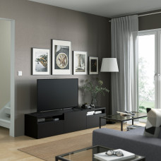 Доставка из Польши ⭐⭐⭐⭐⭐ BESTA szafka pod TV, czarnybraz/Lappviken czarnybraz, 180x42x39 cm,ИКЕА-19328413, Евро Икеа Калининград