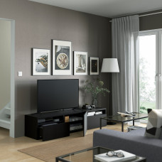 Доставка из Польши ⭐⭐⭐⭐⭐ BESTA szafka pod TV, czarnybraz/Lappviken czarnybraz, 180x42x39 cm,ИКЕА-19399047, Евро Икеа Калининград