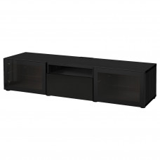 Доставка из Польши BESTA szafka pod TV, czarnybraz/Selsviken polysk/czarne przezroczyste szklo, 180x42x39 cm ИКЕА-49398918, ЕВРОИКЕА Калининград
