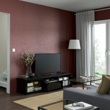 Доставка из Польши ⭐⭐⭐⭐⭐ BESTA szafka pod TV, czarnybraz/Selsviken polysk/czarne przezroczyste szklo, 180x42x39 cm,ИКЕА-49398918, Евро Икеа Калининград