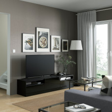 Доставка из Польши ⭐⭐⭐⭐⭐ BESTA szafka pod TV, czarnybraz/Selsviken polysk/czarny, 180x42x39 cm,ИКЕА-09328569, Евро Икеа Калининград