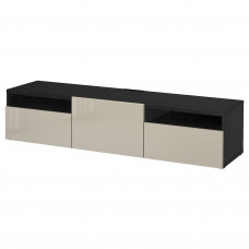 Доставка из Польши BESTA szafka pod TV, czarnybraz/Selsviken wysoki polysk bez, 180x42x39 cm ИКЕА-89399063, ЕВРОИКЕА Калининград