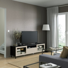 Доставка из Польши ⭐⭐⭐⭐⭐ BESTA szafka pod TV, czarnybraz Sindvik/Lappviken/Mejarp jasnoszary/bezowy, 180x42x48 cm,ИКЕА-09420370, Евро Икеа Калининград