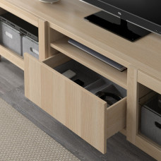 Доставка из Польши ⭐⭐⭐⭐⭐ BESTA szafka pod TV, dab bejcowany na bialo/Lappviken/Stubbarp dab bejcowany bialo szk bezbarwne, 180x42x48 cm,ИКЕА-29398943, Евро Икеа Калининград