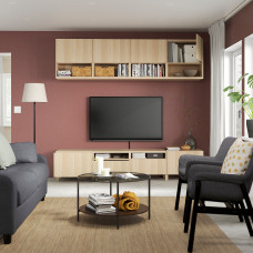 Доставка из Польши ⭐⭐⭐⭐⭐ BESTA szafka pod TV, dab bejcowany na bialo/Lappviken/Stubbarp dab bejcowany na bialo, 240x42x230 cm,ИКЕА-39411958, Евро Икеа Калининград