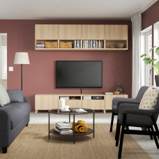 Доставка из Польши ⭐⭐⭐⭐⭐ BESTA szafka pod TV, dab bejcowany na bialo/Lappviken/Stubbarp dab bejcowany na bialo, 240x42x230 cm,ИКЕА-39411958, Евро Икеа Калининград