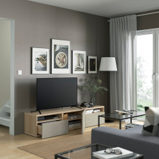 Доставка из Польши ⭐⭐⭐⭐⭐ BESTA szafka pod TV, dab bejcowany na bialo/Selsviken wysoki polysk bez, 180x42x39 cm,ИКЕА-29328610, Евро Икеа Калининград