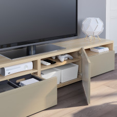 Доставка из Польши ⭐⭐⭐⭐⭐ BESTA szafka pod TV, dab bejcowany na bialo/Selsviken wysoki polysk bez, 180x42x39 cm,ИКЕА-29328610, Евро Икеа Калининград