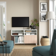 Доставка из Польши ⭐⭐⭐⭐⭐ BESTA lawa TV z drzwiami, bialy/Bjorkoviken/Stubbarp okl brzoz, 120x42x74 cm,ИКЕА-19420497, Евро Икеа Калининград