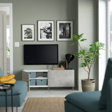 Доставка из Польши ⭐⭐⭐⭐⭐ BESTA lawa TV z drzwiami, bialy/Kallviken/Osarp jasnoszary, 120x42x48 cm,ИКЕА-29420152, Евро Икеа Калининград
