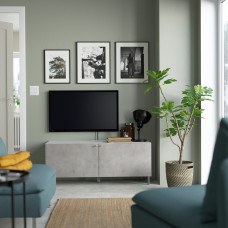 Доставка из Польши ⭐⭐⭐⭐⭐ BESTA lawa TV z drzwiami, bialy/Kallviken/Osarp jasnoszary, 120x42x48 cm,ИКЕА-29420152, Евро Икеа Калининград