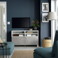 Доставка из Польши ⭐⭐⭐⭐⭐ BESTA lawa TV z drzwiami, bialy/Kallviken/Stubbarp bialy, 120x42x74 cm,ИКЕА-99420479, Евро Икеа Калининград