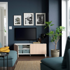 Доставка из Польши ⭐⭐⭐⭐⭐ BESTA lawa TV z drzwiami, bialy Bjorkoviken/Stubbarp/okl brzoz, 120x42x48 cm,ИКЕА-39419445, Евро Икеа Калининград