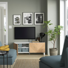 Доставка из Польши ⭐⭐⭐⭐⭐ BESTA lawa TV z drzwiami, bialy Hedeviken/Stubbarp/okl deb, 120x42x48 cm,ИКЕА-69419439, Евро Икеа Калининград
