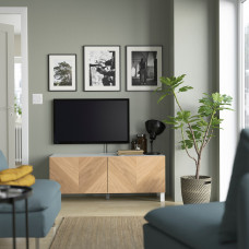 Доставка из Польши ⭐⭐⭐⭐⭐ BESTA lawa TV z drzwiami, bialy Hedeviken/Stubbarp/okl deb, 120x42x48 cm,ИКЕА-69419439, Евро Икеа Калининград