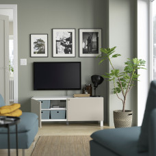 Доставка из Польши ⭐⭐⭐⭐⭐ BESTA lawa TV z drzwiami, bialy Lappviken/Stubbarp/jasnoszary/bezowy, 120x42x48 cm,ИКЕА-09419442, Евро Икеа Калининград