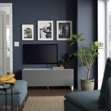Доставка из Польши ⭐⭐⭐⭐⭐ BESTA lawa TV z drzwiami, bialy Vasterviken/Stubbarp/szary, 120x42x48 cm,ИКЕА-79419453, Евро Икеа Калининград