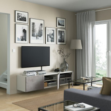 Доставка из Польши ⭐⭐⭐⭐⭐ BESTA lawa TV z drzwiami, bialy/Kallviken jasnoszary, 180x42x38 cm,ИКЕА-39421797, Евро Икеа Калининград