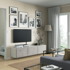 Доставка из Польши ⭐⭐⭐⭐⭐ BESTA lawa TV z drzwiami, bialy/Kallviken jasnoszary, 180x42x38 cm,ИКЕА-39421797, Евро Икеа Калининград