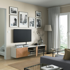 Доставка из Польши ⭐⭐⭐⭐⭐ BESTA lawa TV z drzwiami, bialy/Hedeviken okl deb, 180x42x38 cm,ИКЕА-59421796, Евро Икеа Калининград