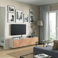 Доставка из Польши ⭐⭐⭐⭐⭐ BESTA lawa TV z drzwiami, bialy/Hedeviken okl deb, 180x42x38 cm,ИКЕА-59421796, Евро Икеа Калининград