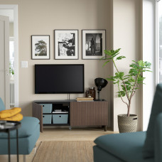 Доставка из Польши ⭐⭐⭐⭐⭐ BESTA lawa TV z drzwiami, czarnybraz Bjorkoviken/Mejarp/brazowy bejcowana okleina debowa, 120x42x48 cm,ИКЕА-59419901, Евро Икеа Калининград