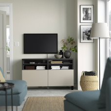 Доставка из Польши ⭐⭐⭐⭐⭐ BESTA lawa TV z drzwiami, czarnybraz/Lappviken/Stubbarp jasnoszary/bezowy, 120x42x74 cm,ИКЕА-09420488, Евро Икеа Калининград