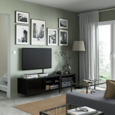 Доставка из Польши ⭐⭐⭐⭐⭐ BESTA lawa TV z drzwiami, czarnybraz/Glassvik szklo, 180x42x38 cm,ИКЕА-99330657, Евро Икеа Калининград