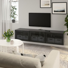 Доставка из Польши ⭐⭐⭐⭐⭐ BESTA lawa TV z drzwiami, czarnybraz/Glassvik szklo, 180x42x38 cm,ИКЕА-99330657, Евро Икеа Калининград