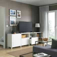 Доставка из Польши ⭐⭐⭐⭐⭐ BESTA lawa TV z drzwiami i szufladami, bialy/Smeviken/Kabbarp bialy, 240x42x74 cm,ИКЕА-39384766, Евро Икеа Калининград