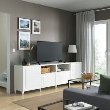 Доставка из Польши ⭐⭐⭐⭐⭐ BESTA lawa TV z drzwiami i szufladami, bialy/Smeviken/Kabbarp bialy, 240x42x74 cm,ИКЕА-39384766, Евро Икеа Калининград