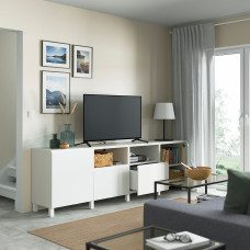 Доставка из Польши ⭐⭐⭐⭐⭐ BESTA lawa TV z drzwiami i szufladami, bialy/Vasterviken/Stubbarp bialy, 240x42x74 cm,ИКЕА-69434755, Евро Икеа Калининград