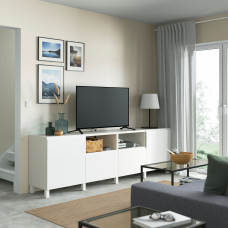 Доставка из Польши ⭐⭐⭐⭐⭐ BESTA lawa TV z drzwiami i szufladami, bialy/Vasterviken/Stubbarp bialy, 240x42x74 cm,ИКЕА-69434755, Евро Икеа Калининград