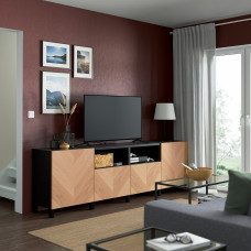 Доставка из Польши ⭐⭐⭐⭐⭐ BESTA lawa TV z drzwiami i szufladami, czarnybraz/Hedeviken/Stubbarp okl deb, 240x42x74 cm,ИКЕА-39435935, Евро Икеа Калининград