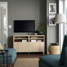 Доставка из Польши ⭐⭐⭐⭐⭐ BESTA lawa TV z drzwiami, dab bejcowany na bialo/Lappviken/Stubbarp dab bejcowany na bialo, 120x42x74 cm,ИКЕА-69068337, Евро Икеа Калининград