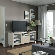Доставка из Польши ⭐⭐⭐⭐⭐ BESTA lawa TV z szufladami, bialy Sindvik/Lappviken/Stubbarp jasnoszary/bezowy, 180x42x74 cm,ИКЕА-69420471, Евро Икеа Калининград