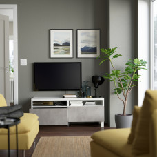 Доставка из Польши ⭐⭐⭐⭐⭐ BESTA lawa TV z szufladami, bialy/Kallviken/Stubbarp jasnoszary, 120x42x48 cm,ИКЕА-19435861, Евро Икеа Калининград